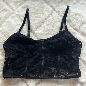 Black lace crop top